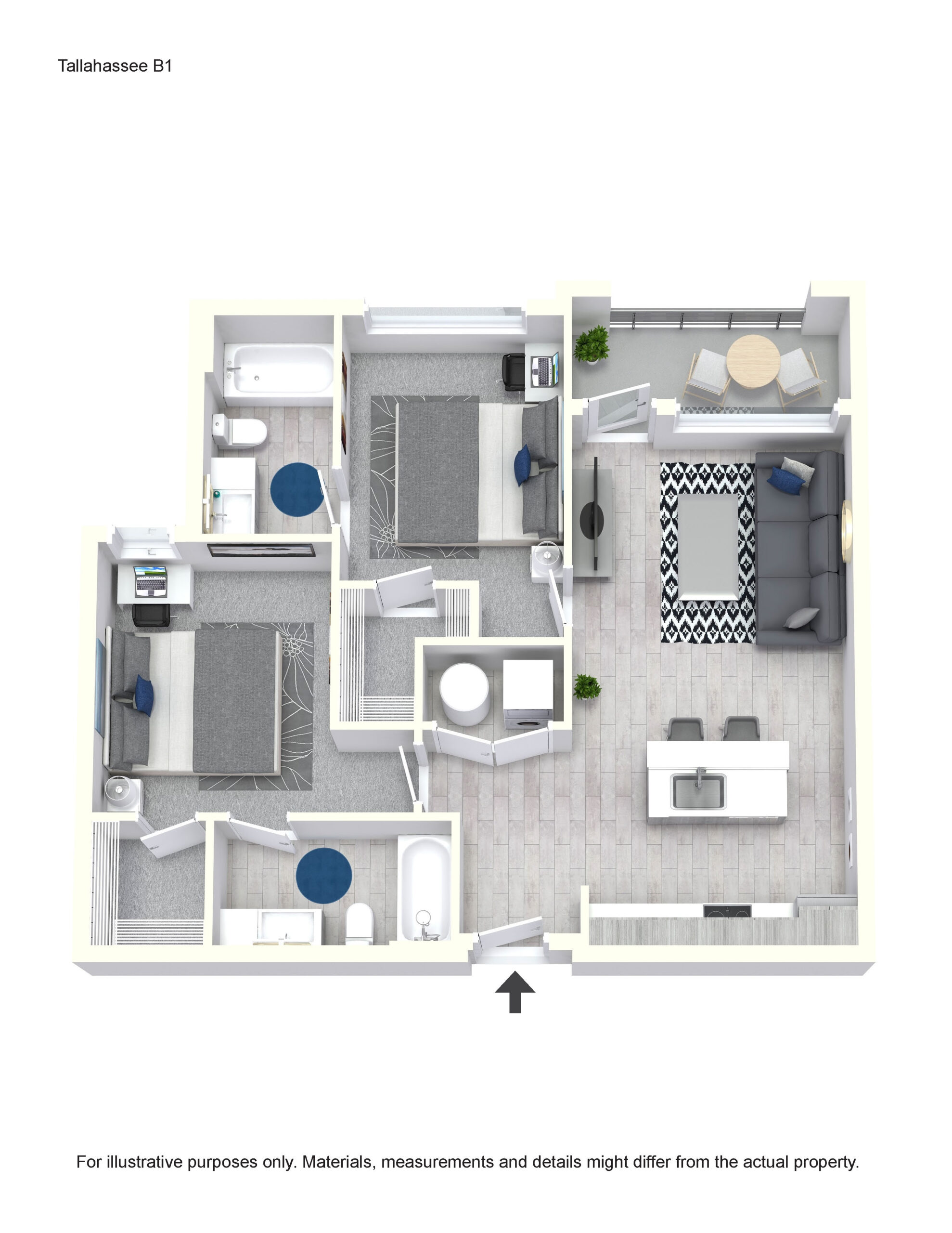 2 Bedroom Apartment Tallahassee B1