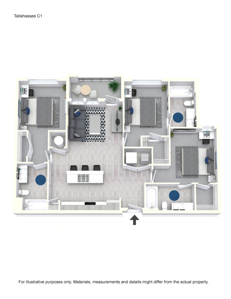 2 Bedroom Apartment Tallahassee B1